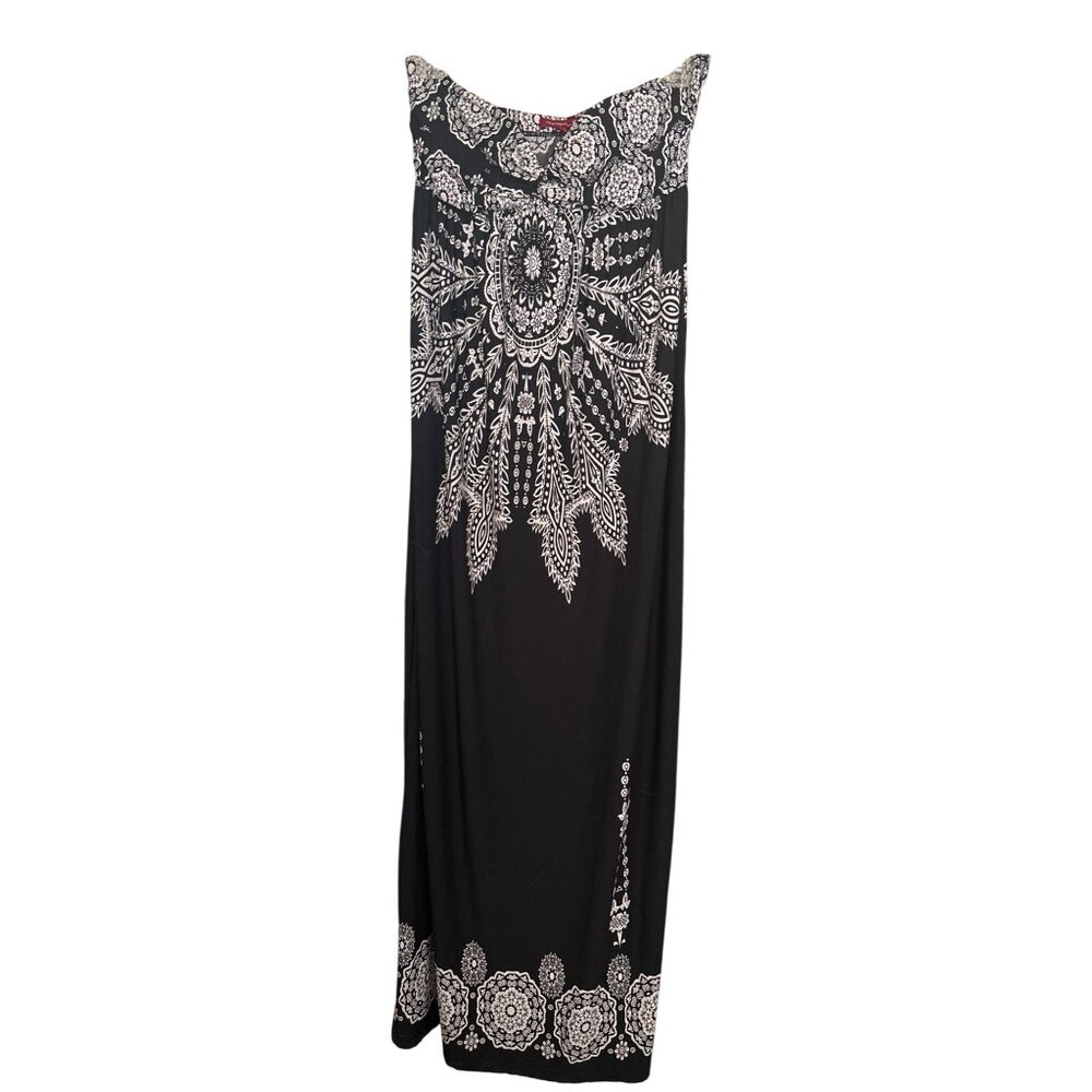 Silvergate Black White Maxi Dress Strapless Women's Size Large Stretchy